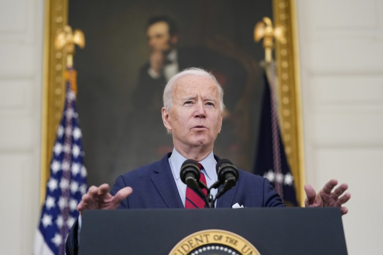 President Biden speaks about the shooting in Boulder, Colo., on Tuesday at the White House in Washington. 