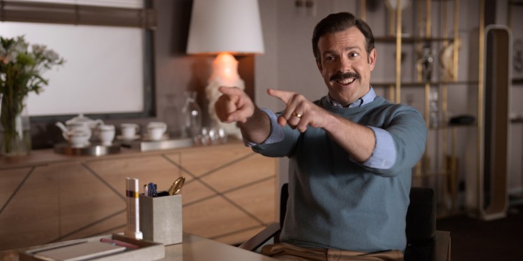 Jason Sudeikis in a scene from “Ted Lasso.”