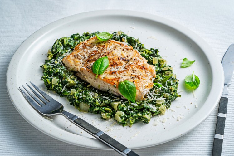 Basil Cream-Spinach Chicken Skillet. MUST CREDIT: Photo by Scott Suchman for The Washington Post.