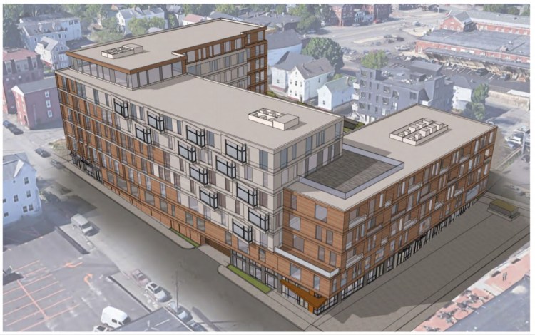 This proposed 171-unit apartment building on Hanover Street is the subject of a public hearing and possible vote by the Portland Planning Board Tuesday.