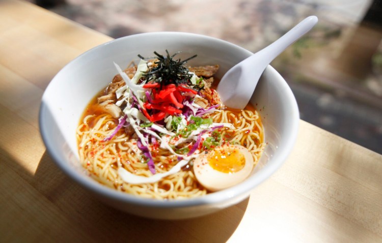 KITTERY, ME - MAY 26:  Shoyu Ramen at ANJU Noodle Bar in Kittery for Dine Out. (Photo by Jill Brady/Staff Photographer)