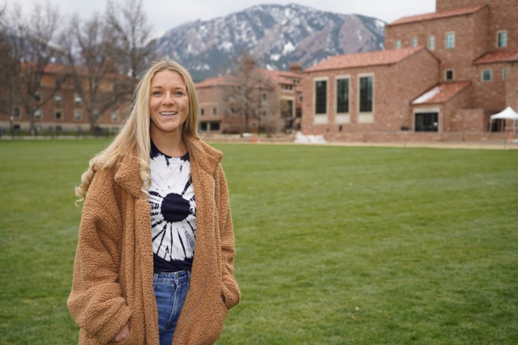 Sydney Kramer, a graduate student at the University of Colorado, poses for a photo Friday on the campus in Boulder, Colo. Kramer is typical of many new Colorado arrivals. The 23-year-old moved to the university town of Boulder in January to begin graduate studies in atmospheric and oceanic sciences. She could have stayed in Miami, a natural location for someone of her interests and where she finished her undergraduate studies. But Kramer was depressed by Florida's anti-science turn under Republican state control.