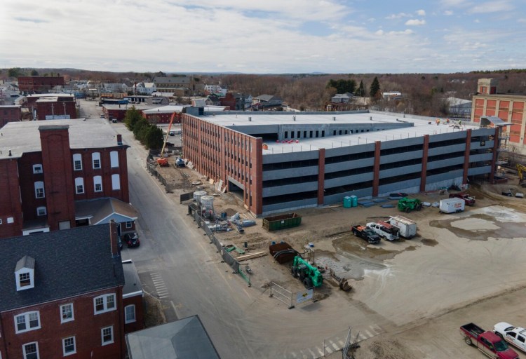 BIDDEFORD, ME - APRIL 13: Biddeford will use a $1.2 million federal grant to improve access to the city's first municipal parking garage and surrounding buildings in the mill district. Photographed on Tuesday, April 13, 2021. (Staff photo by Gregory Rec/Staff Photographer)