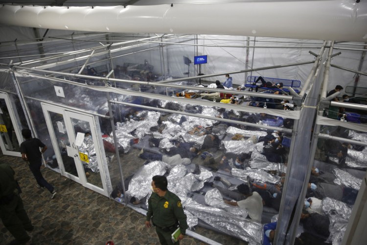 Minors inside a pod at the Donna Department of Homeland Security holding facility, the main detention center for unaccompanied children in the Rio Grande Valley run by U.S. Customs and Border Protection (CBP), in Donna, Texas. 