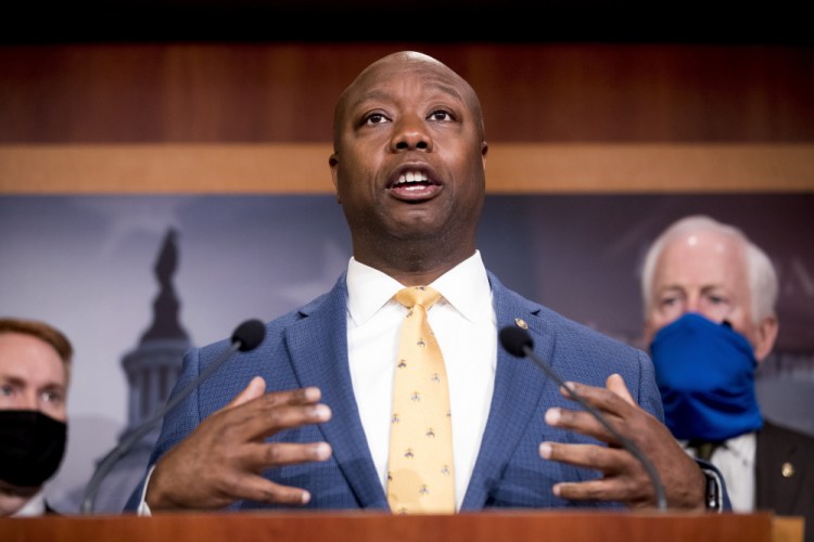 Sen. Tim Scott, R-S.C., speaks at a news conference on Capitol Hill in Washington on June 17, 2020. 