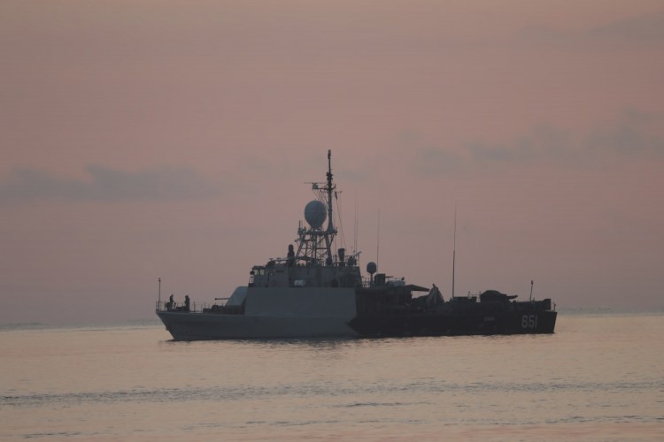 An Indonesian navy patrol ship sails to join the search Sunday for submarine KRI Nanggala that went missing while participating in a training exercise on Wednesday, off Banyuwangi, East Java, Indonesia.