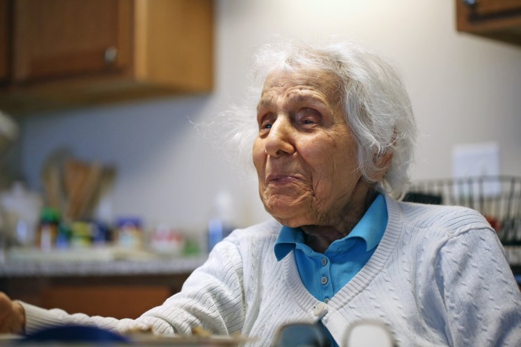 Kareemi Atallah in her apartment at Sable Lodge Retirement Community in South Portland. Atallah died last week. 