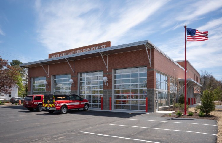 SOUTH PORTLAND, ME - MAY 10: The new South Portland Fire Station at Cash Corner is completed and will have a ribbon cutting ceremony on Tuesday, May 11, 2021. (Staff photo by Gregory Rec/Staff Photographer)