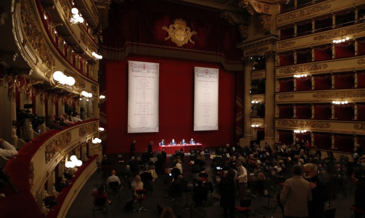 The Milan La Scala opera house in Milan, Italy, on Monday.

