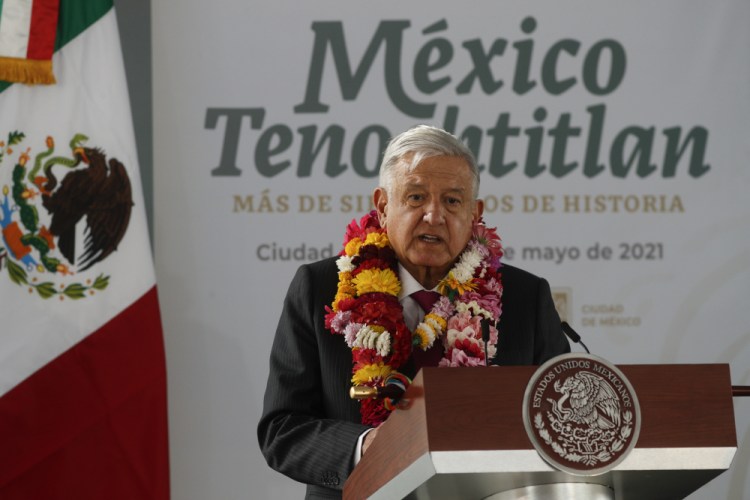 Mexican President Andres Manuel Lopez Obrador, shown last week during a ceremony marking the 700-year anniversary of the founding of Tenochtitlan, on Monday apologized for the 1911 massacre of more than 300 Chinese people.
