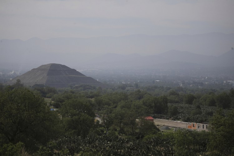 Construction of a private building project is seen on the outskirts of Teotihuacan, just north of Mexico City, on Wednesday.

