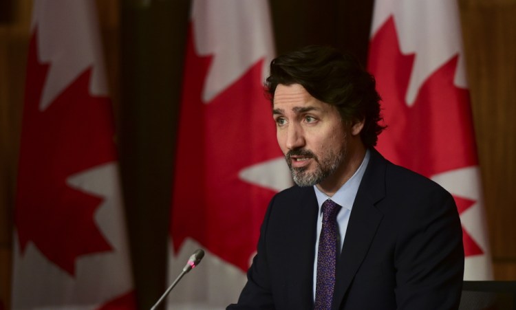 Canada's Prime Minister Justin Trudeau speaks during a news conference in Ottawa April 23. 