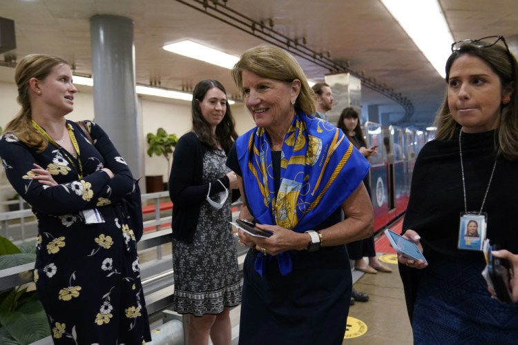 President Biden thanked Sen. Shelley Moore Capito, R-W.Va., shown on Capitol Hill in Washington on Tuesday, for her "good faith" efforts to craft a bipartisan infrastructure package. 