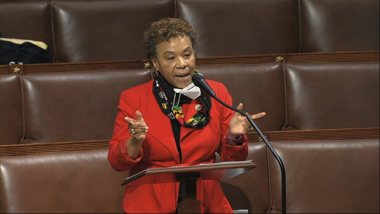 Rep. Barbara Lee, D-Calif., shown in April 2020, sponsor of the bill to repeal the 2002 Iraq War authorization, says that 87 percent of the current members of the House were not in Congress in 2002 and that the authorization for military force in Iraq passed at that time bears no correlation to the threats the nation faces today.