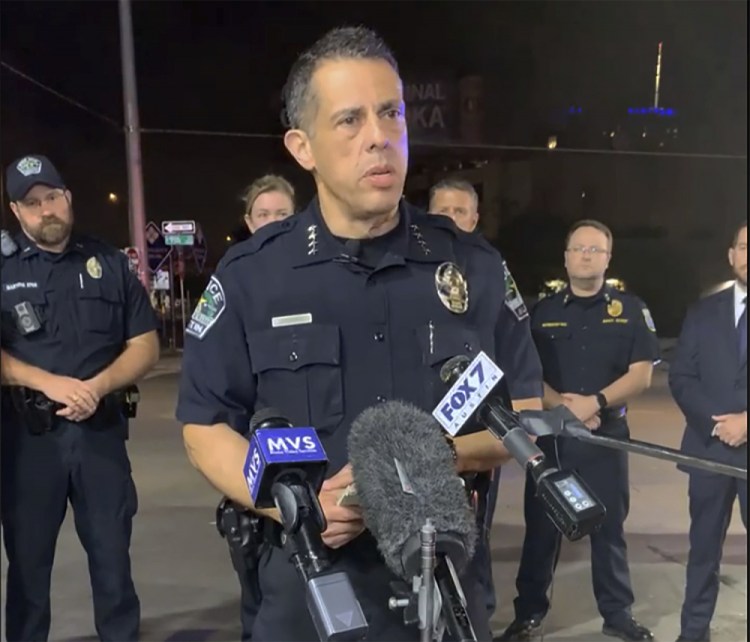 Austin Police Chief Chacon provides an update on overnight shootings in Austin, Texas, early Saturday. Chacon says gunfire erupted in a busy entertainment district downtown early Saturday injuring several.  