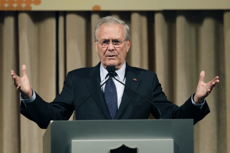 Former U.S. Secretary of Defense Donald Rumsfeld, shown in 2011,   has died. He was 88. 