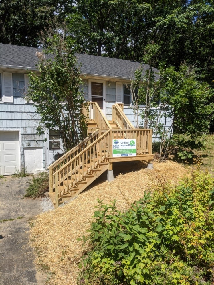 Habitat for Humanity of Greater Portland recently rebuilt the front steps of a Scarborough home as part of its Critical Home Repair program.