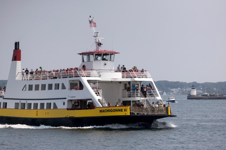 The Casco Bay ferry Machigonne II returns to the terminal from Peaks Island on Tuesday. Plans have stalled to build an eco-friendly replacement for the aging ferry because the only bid to build the new vessel was nearly 50 percent over budget.