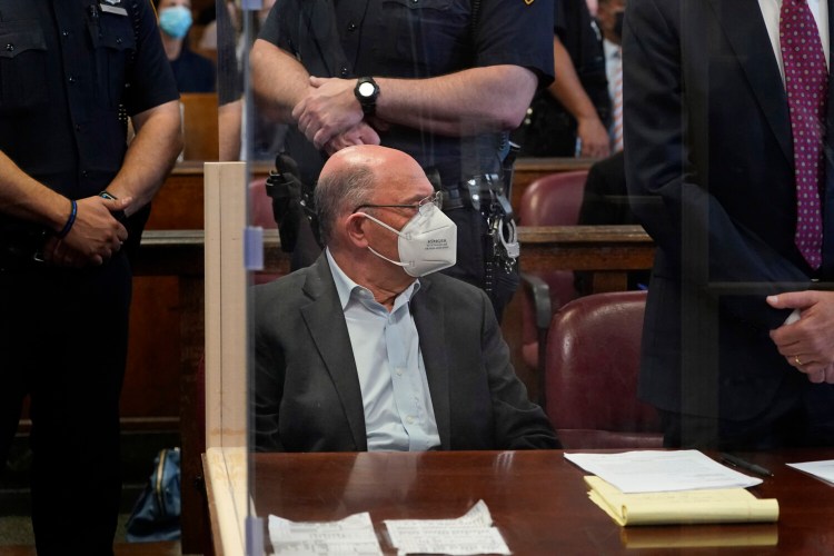 The Trump Organization's Chief Financial Officer Allen Weisselberg appears in court in New York, Thursday, July 1, 2021.  Weisselberg was arraigned a day after a grand jury returned an indictment charging him and Trump’s company with tax crimes. Trump himself was not charged. (AP Photo/Seth Wenig,Pool)