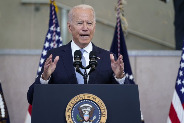 President Biden delivers a speech on voting rights at the National Constitution Center on Tuesday in Philadelphia. 

