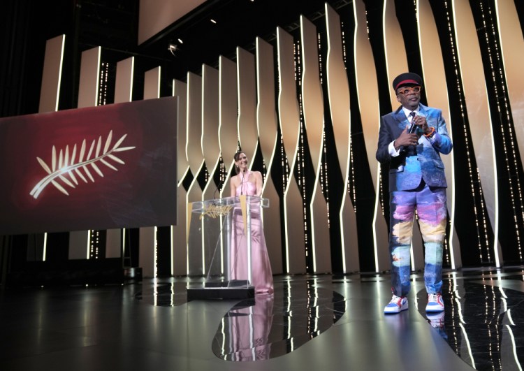 Jury president Spike Lee, right, appears during the awards ceremony for the 74th international film festival, Cannes, southern France, on Saturday.

