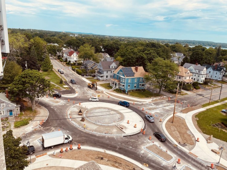 This bird's-eye photo of the roundabout, taken June 8, was posted on Portland's website.