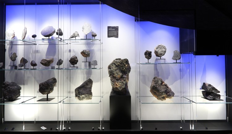 BETHEL, ME - NOVEMBER 22: Maine Mineral and Gem Museum boasts the world's largest collection of lunar meteorites, including the world's largest specimen, center. (Staff photo by Ben McCanna/Staff Photographer)