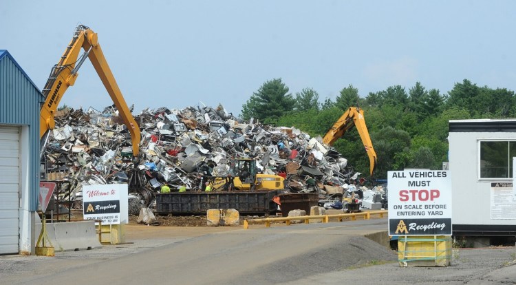 15123# 01recycle OAKLAND, MAINE AUGUST 4, 2021. Operations are shown at AIM Recycling in Oakland, Maine Wednesday August 4, 2021. (Rich Abrahamson/Morning Sentinel)