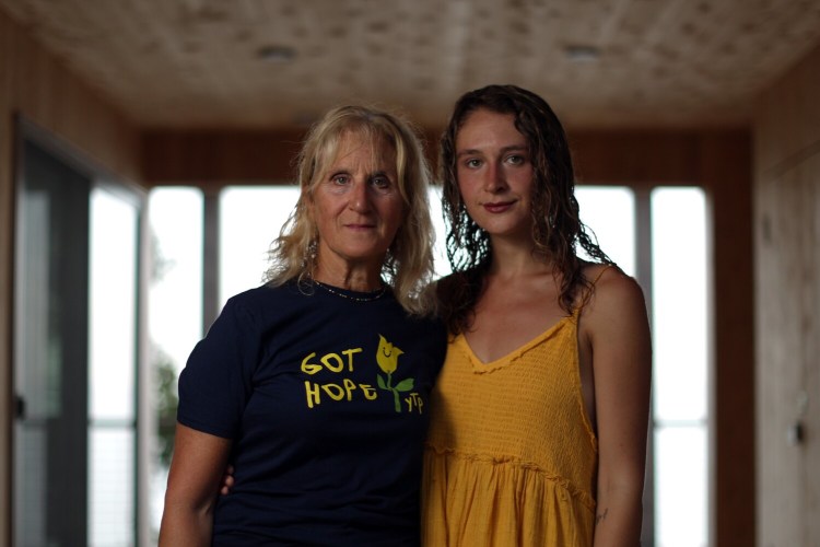 PEAKS ISLAND, ME - AUGUST 14: Suzanne Fox and her daughter Julia Hansen started the Yellow Tulip Project five years ago to focus on "smashing the stigma" around mental health. The organization now has a network of youth ambassadors across the country who work in their middle and high schools to raise awareness about mental health and prevent suicides. (Staff photo by Ben McCanna/Staff Photographer)