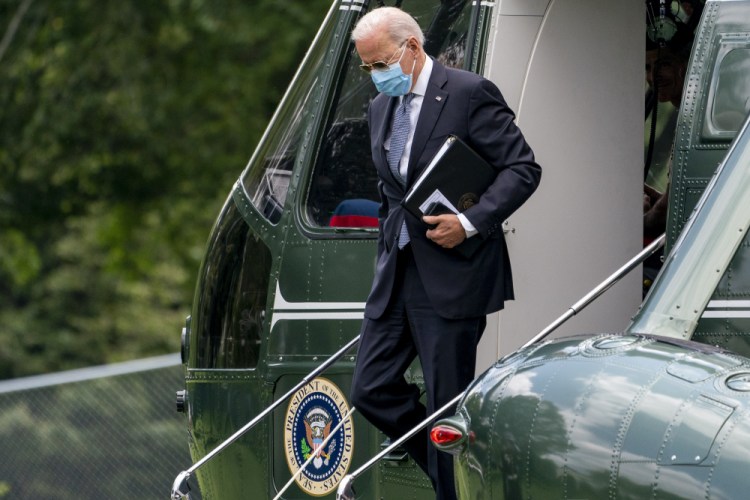 President Joe Biden arrives at the White House in Washington, Monday, Aug. 2, 2021, after spending the weekend at Camp David. 