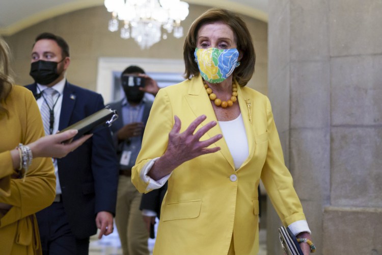 Speaker of the House Nancy Pelosi, D-Calif., leaves the chamber at the Capitol in Washington on Tuesday.

