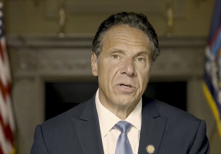 In this image taken from video, New York Gov. Andrew Cuomo makes a statement released Tuesday in New York. An investigation has found that he sexually harassed multiple current and former state government employees, state Attorney General Letitia James announced Tuesday. 