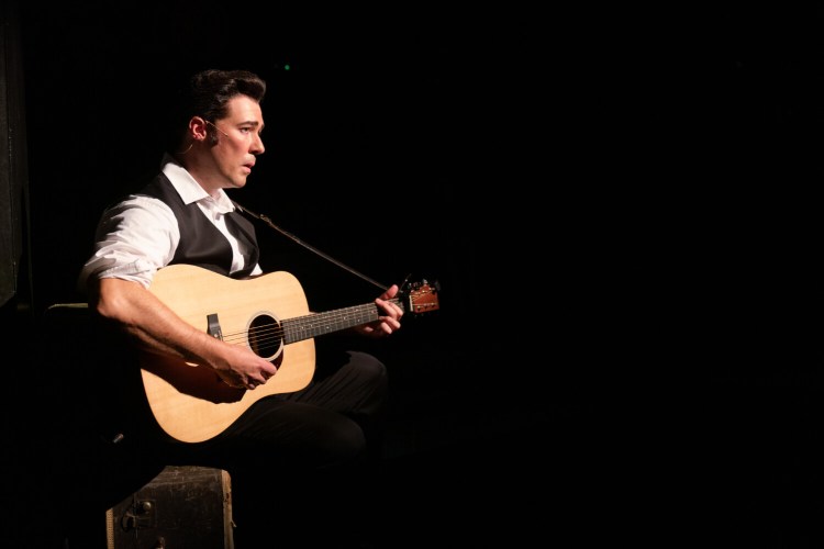 Scott Moreau as Johnny Cash in "Ring Of Fire" at Portland Stage.