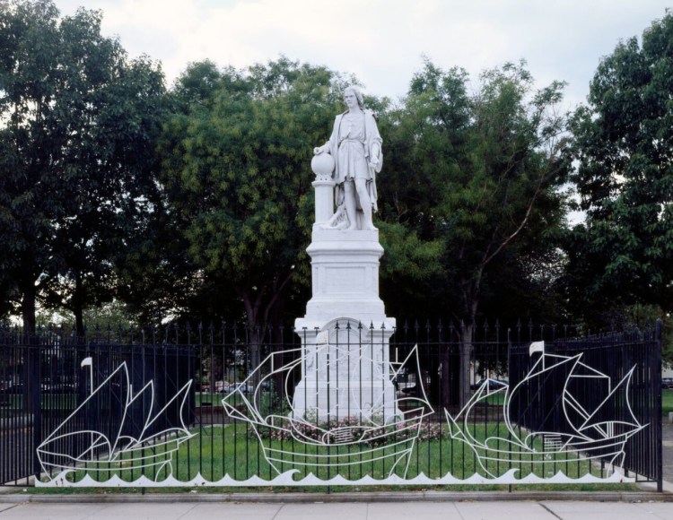 Statue of Christopher Columbus in Marconi Park, Philadelphia.