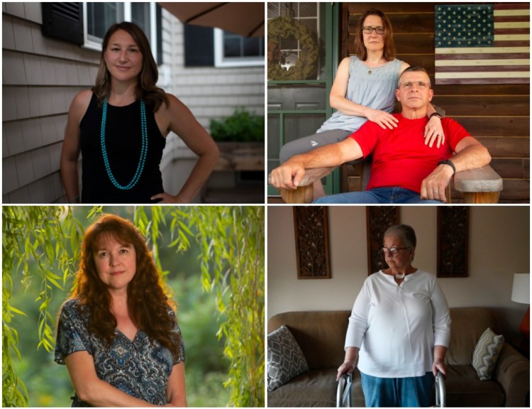 Clockwise from top left, Maegan Crabtree, Christine and Anthony Tucci, Brenda Bennett-Vachon and Denise Bernier have all suffered the long-term effects of the COVID-19 virus.
