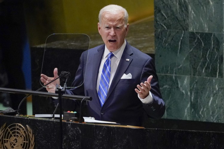 President Biden delivers remarks to the 76th Session of the United Nations General Assembly on Tuesday in New York. 