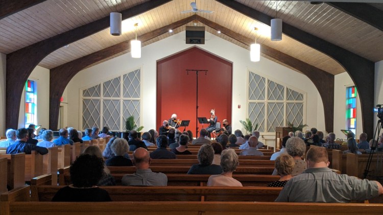 Portland String Quartet played its first in-person performance since the start of the pandemic on sunday at the new home of the Portland Conservatory of Music on the city's West End.