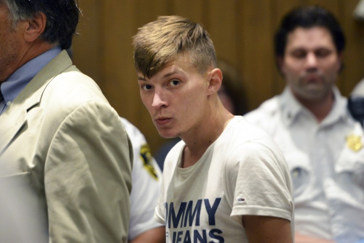 Volodymyr Zhukovskyy, of West Springfield, Mass., who is charged with causing the deaths of seven motorcycle riders in New Hampshire, is shown in court in 2019. He has again been denied a bail hearing while he awaits trial. He has pleaded not guilty. 