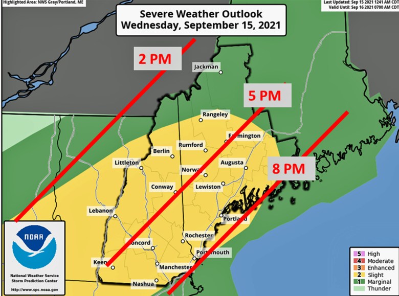 Severe thunderstorms possible Wednesday afternoon in Maine