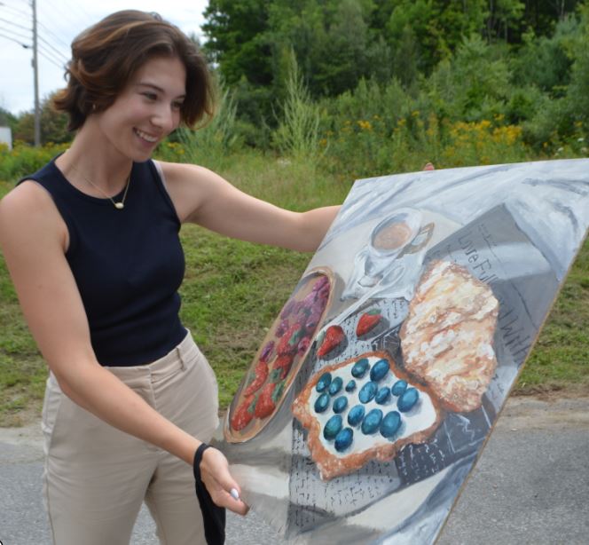 Sophie Chu-O'Neil, 18, of Rangeley painted a breakfast scene for an art contest in her hometown the summer after high school graduation.