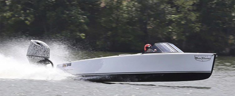 Vision Marine Technologies' Vision Marine Bruce 22 boat has one of their E-Motion motors. The electric boat is capable of reaching speeds of 49 mph. 