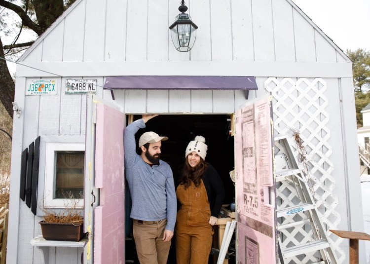 Siblings Jason Ledoux, left, and Renée Ledoux own and run Purple Shed Woodworking, which is taking part in Maine Craft Weekend. 
