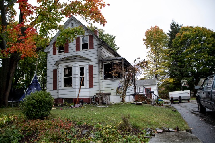PORTLAND, ME - OCTOBER 27: The aftermath of an overnight fire at 80 Sherwood Street on Wednesday, October 27, 2021. The family living there was awoken by a working smoke alarm and were all able to escape safely. (Staff photo by Brianna Soukup/Staff Photographer)