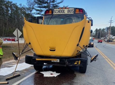A school bus carrying 31 elementary school children from Maine School Administrative District 61 was involved in a collision on Roosevelt Trail in Naples on Monday morning.