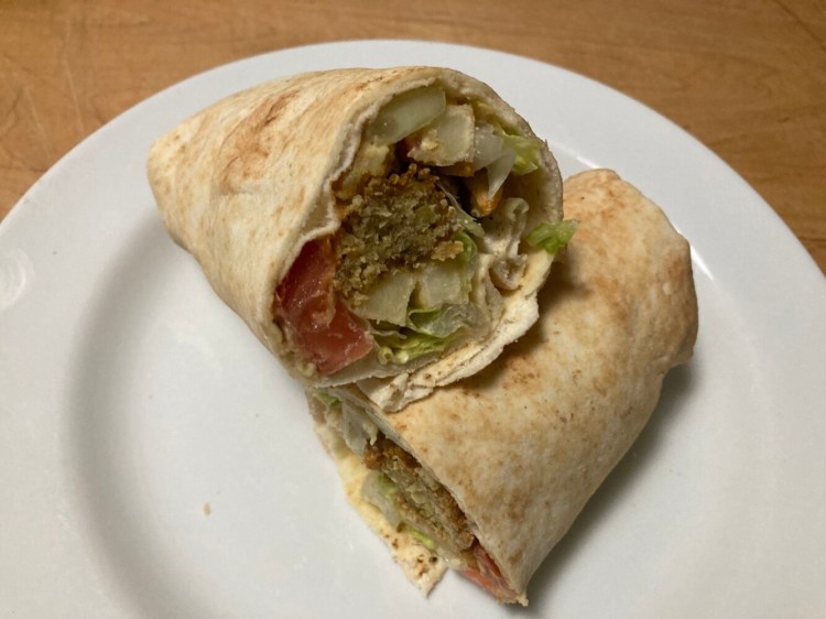 A falafel sandwich from Falafel Time in Portland. 