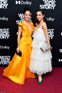 Leigh-Ann Esty, left, and Sara Esty, right, at the New York City premiere of "West Side Story."