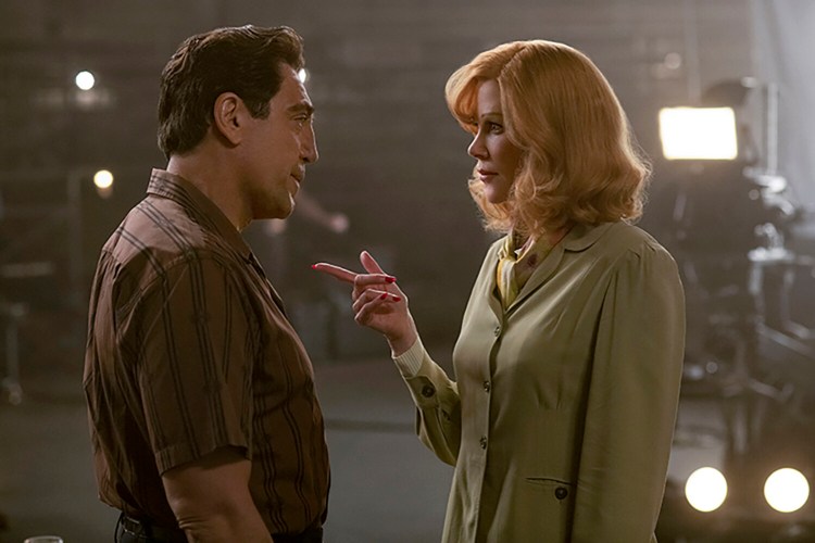 Javier Bardem, left, and Nicole Kidman in "Being the Ricardos." MUST CREDIT: Glen Wilson/Amazon Studios