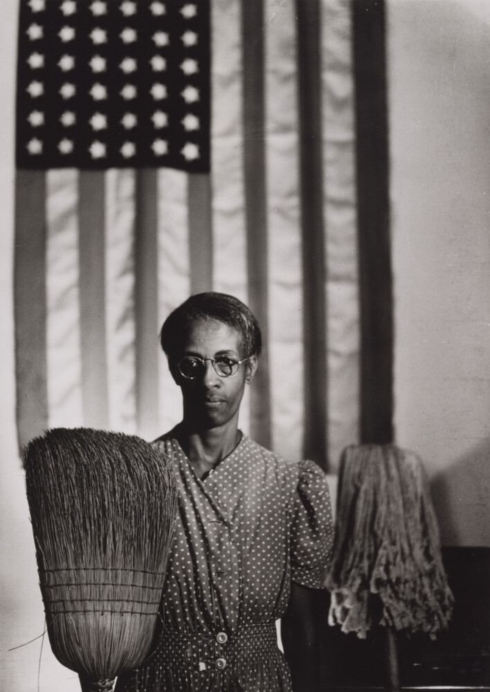 Gordon Parks, American Gothic, Washington, D.C., 1942, gelatin silver print, 13 by 10 1/4 inches. Promised gift from the Judy Glickman Lauder Collection. 