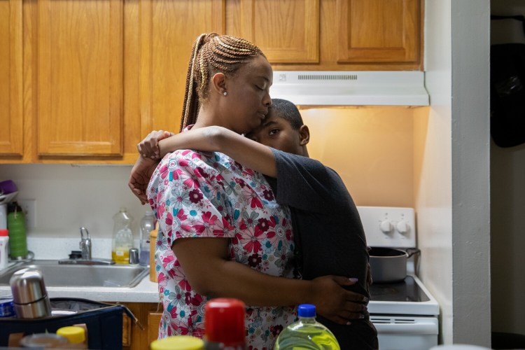 LaToya Francis and her 11-year-old son, Gabriel McDonald, at their home in Washington on Jan. 14. MUST CREDIT: Photo for The Washington Post by Amanda Andrade-Rhoades.