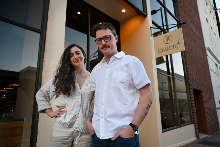 Leeward proprietors Raquel and Jake Stevens stand outside their restaurant. It was announced Wednesday that Leeward is a finalist for a James Beard Foundation award as the country's Best New Restaurant. 